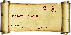Hrehor Henrik névjegykártya